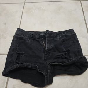 SO Black Ripped Jean Shorts